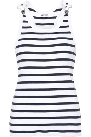 Jean Paul Gaultier Camiseta tejida de canalé con motivo de rayas