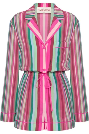 VALENTINO GARAVANI Jumpsuit corto de seda con motivo de rayas