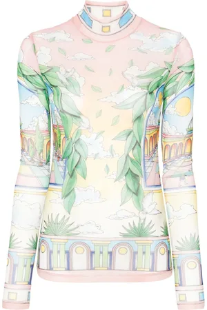Casablanca Top de malla con estampado gráfico