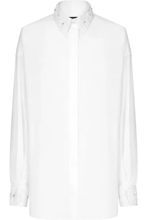 Dolce & Gabbana Camisa con cuello de pico y bordado floral