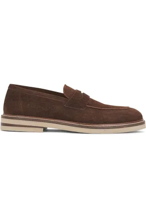 Brunello Cucinelli Mocasines de gamuza con tacón bajo