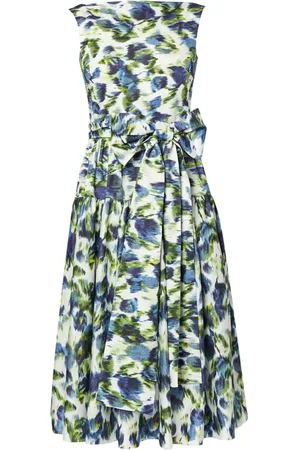 Erdem Vestido midi con estampado floral y detalle de moño