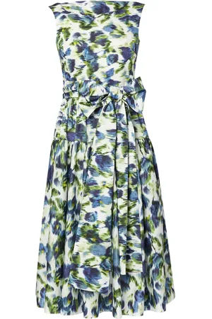 Erdem Vestido midi con estampado floral y detalle de moño