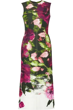 Erdem Vestido midi de seda con estampado floral