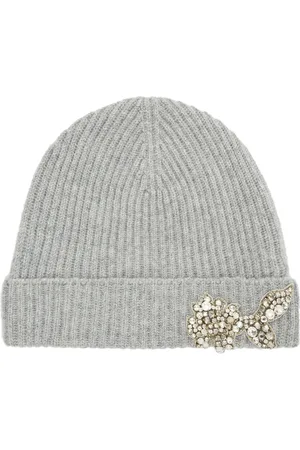 Erdem Gorro tejido de canalé con detalles de cristal