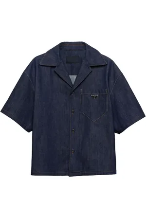 Prada Camisa de mezclilla con botones y logo triangular