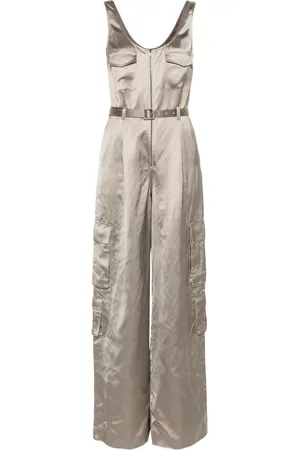 Self-Portrait Jumpsuit cargo de satén