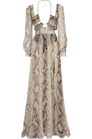 Philipp Plein Vestido largo con estampado de piel de serpiente