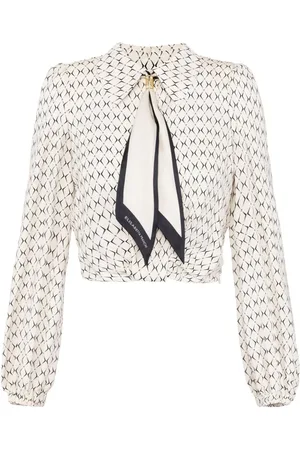 Elisabetta Franchi Blusa corta de georgette con detalle de mascada