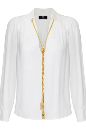 Elisabetta Franchi Blusa de georgette con aplique de collar