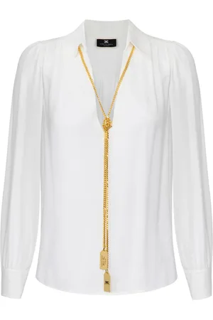 Elisabetta Franchi Blusa de georgette con aplique de collar