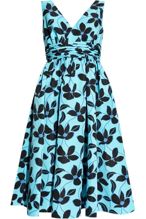 Kate Spade Vestido midi con estampado floral y cuello en V