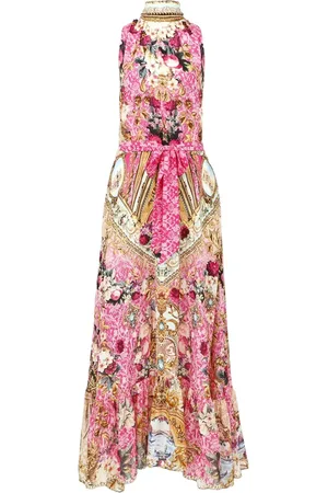 Camilla Vestido de seda con estampado Call of the Canal