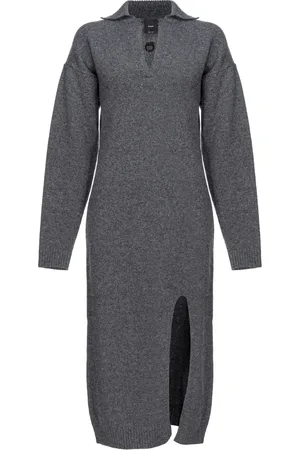 Pinko Vestido midi tejido con cuello italiano