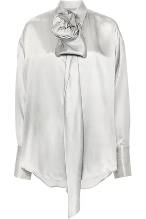 ERMANNO SCERVINO Camisa de seda con prendedor floral