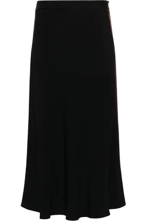 Elisabetta Franchi Falda midi con rayas de satén