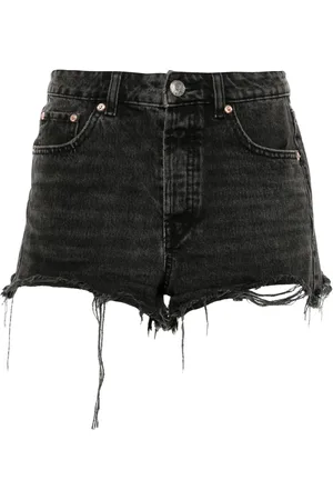 LOULOU Shorts de mezclilla con detalles de strass