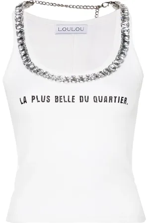 LOULOU Top corto con detalles de cristal