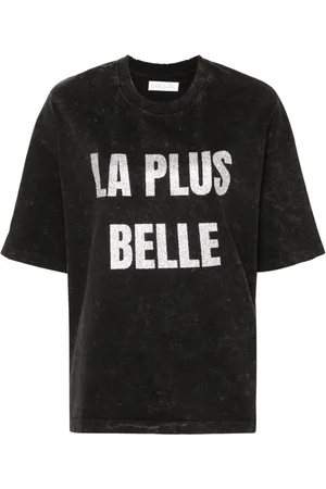 LOULOU Playera con efecto lavado y estampado de glitter