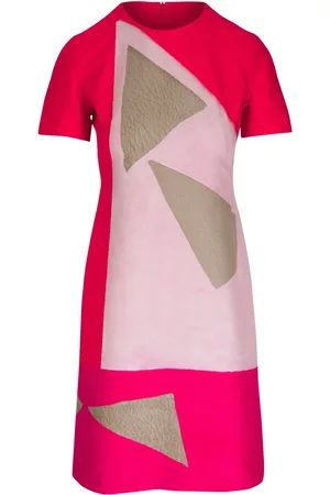 AKRIS Vestido manga corta con diseño color block