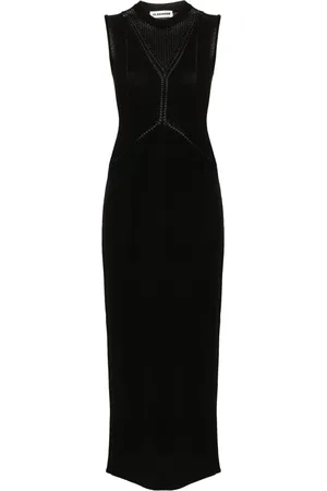 Jil Sander Vestido largo con diseño tejido y cuello redondo