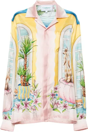 Casablanca Camisa de seda con estampado gráfico
