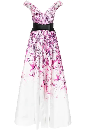 Saiid Kobeisy Vestido de fiesta con hombros descubiertos y estampado floral