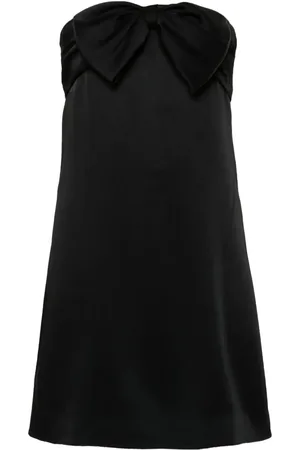 Saint Laurent Vestido corto strapless con detalle de moño