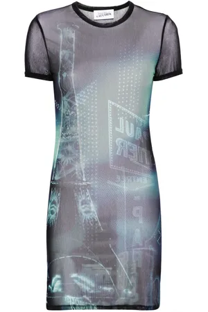 Jean Paul Gaultier Vestido corto de malla con estampado Pigalle
