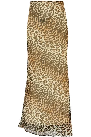 Ganni Falda larga con estampado de leopardo