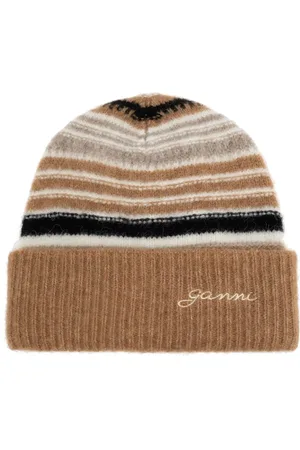Ganni Gorro con motivo de rayas y logo bordado