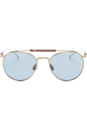 Brunello Cucinelli Lentes de sol con armazón redonda metalizada