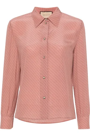 Gucci Camisa de seda con motivo Micro G