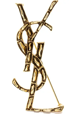 Saint Laurent Broche Cassandre con efecto de piel de cocodrilo