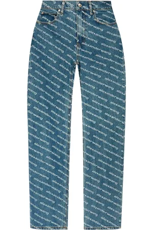 Alexander Wang Pantalones rectos con tiro medio y logo estampado