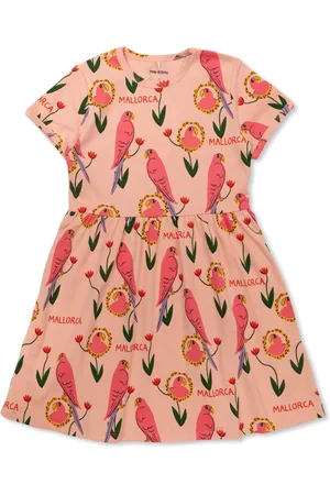 Mini Rodini Vestido estilo playera con loros estampados