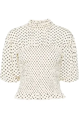 Sandro Blusa fruncida con estampado de lunares