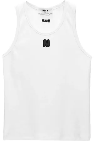 Msgm Top tejido de canalé con aplique del logo