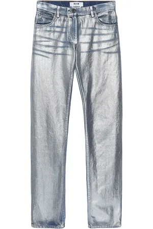 Msgm Jeans rectos con acabado metalizado