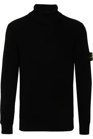 Stone Island Suéter tejido de canalé con distintivo Compass