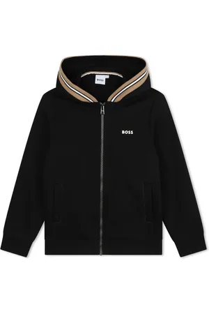 HUGO BOSS Hoodie con detalle de rayas y cierre