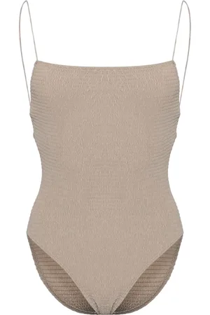 Totême Traje de baño fruncido con cuello cuadrado