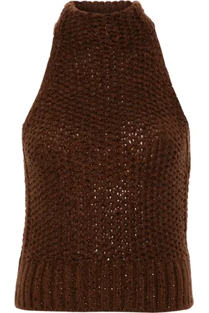 ERMANNO SCERVINO Top tejido con cuello halter y detalles de strass