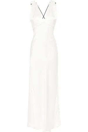 Victoria Beckham Vestido largo con efecto satinado y cuello en V