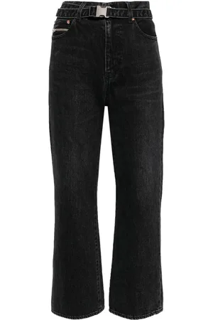 SACAI Jeans capri con diseño recto y cinturón