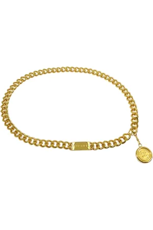 CHANEL Cinturón de cadena con placa del logo 1990-2000
