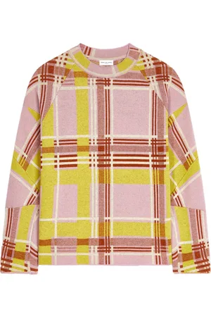 DRIES VAN NOTEN Suéter con cuello redondo y cuadros estampados