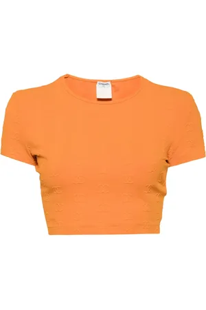CHANEL Playera corta con logo CC bordado 1990-2000