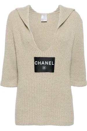CHANEL Suéter con aplique del logo 2008