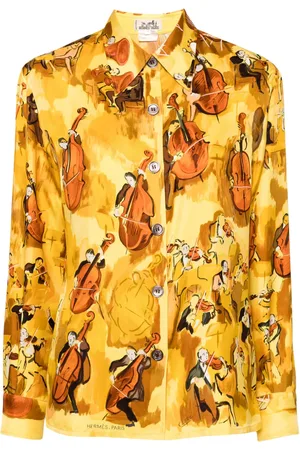 Hermès Camisa de seda con estampado Concerto 1990-2000